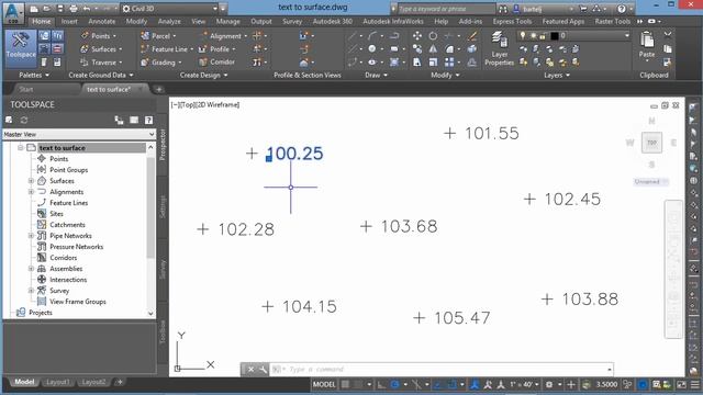How To Build A Civil 3D Surface Using Text Objects