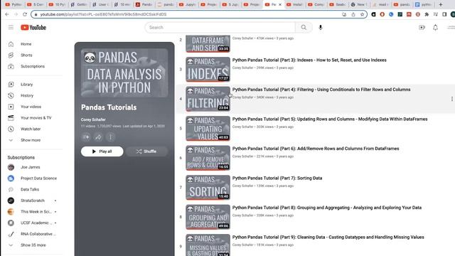 My favorite resources for learning pandas (python library for analyzing datasets in table formats) смотреть онлайн