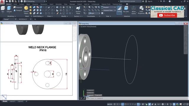 Autocad 3D - Flange Tutorial смотреть онлайн