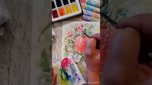 МК Клубничка. #урокирисования #художественнаяшкола #рисуюсгамма #гамма #акварель #онлайрисование смотреть онлайн