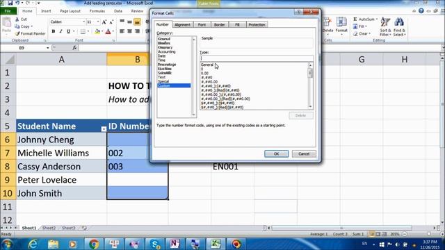 Excel Format Numbers: How to turn "1" into "001" or "EN001" - No Formula needed смотреть онлайн