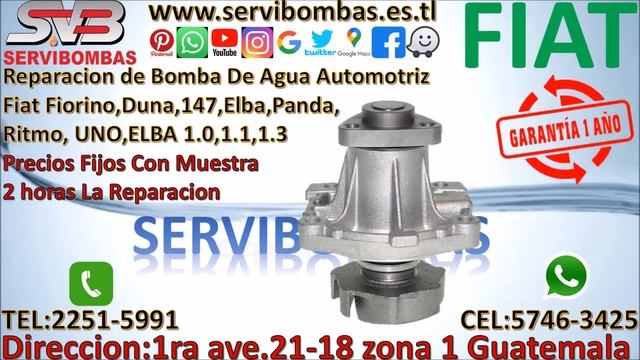 Reparación de bombas de agua Fiat Fiorino 1.0,1.1,1.3 ,DUNA,147,ELBA,PANDA,RITMO UNO Guatemala смотреть онлайн
