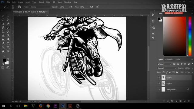 Timelapse the process of making vector illustration Devil Rider смотреть онлайн