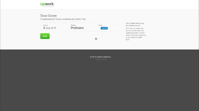 Python Test Upwork, 1st Place!, 5.0 смотреть онлайн