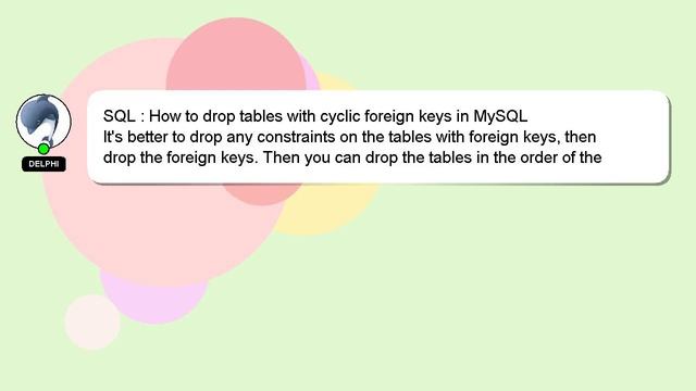 SQL : How to drop tables with cyclic foreign keys in MySQL смотреть онлайн