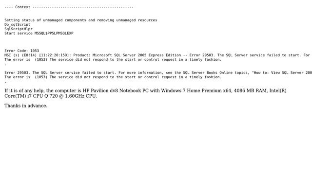 SQL Server 2005 Express on Windows 7: Service does not start during installation смотреть онлайн