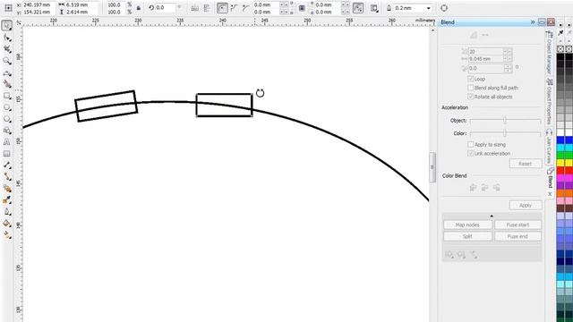 Corel Draw (blend/перетекание)- направляем прямоугольники по кривой смотреть онлайн