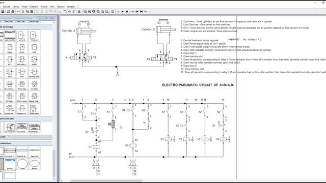 [FluidSIM] Mechatronics - Electro Pneumatic Circuit Of A+B+A-B-[ Explained]