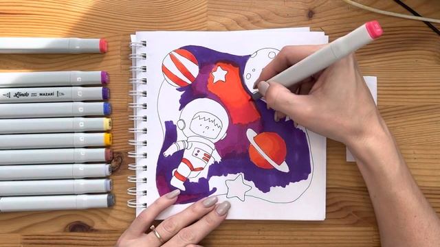 Рисунок скетч маркерами "Космос" для скетчбука | Срисовка картинки для начинающих смотреть онлайн