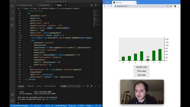 Using React (Hooks) with D3 – [Bonus] D3 v5 → v6 (New Event Handling) смотреть онлайн
