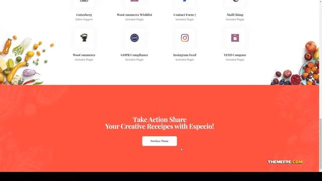 Especio Personal Gutenberg Food Blog WordPress Theme journal nutrition Reina смотреть онлайн