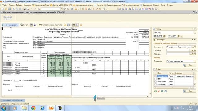 Накопительная ведомость по расходу продуктов.wmv смотреть онлайн