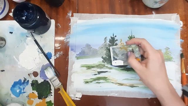 Как легко нарисовать весну. Как нарисовать весенний пейзаж. Как нарисовать березу. смотреть онлайн