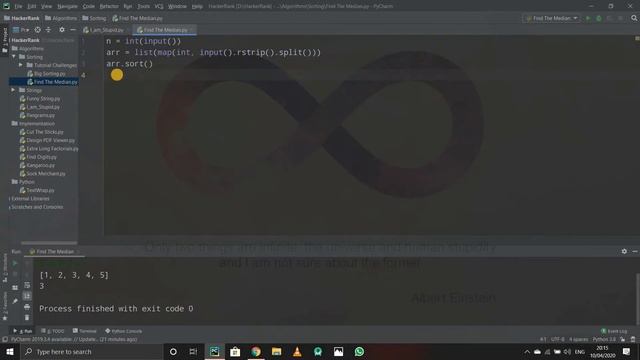 Find The Median | HackerRank | Python смотреть онлайн