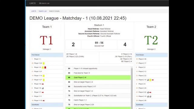 Live Match Commentary PHP Script (LMCS) Demo смотреть онлайн