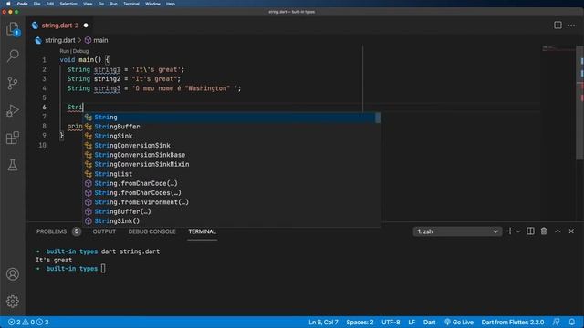 Dart - Curso Completo: Strings (Tipos integrados) смотреть онлайн