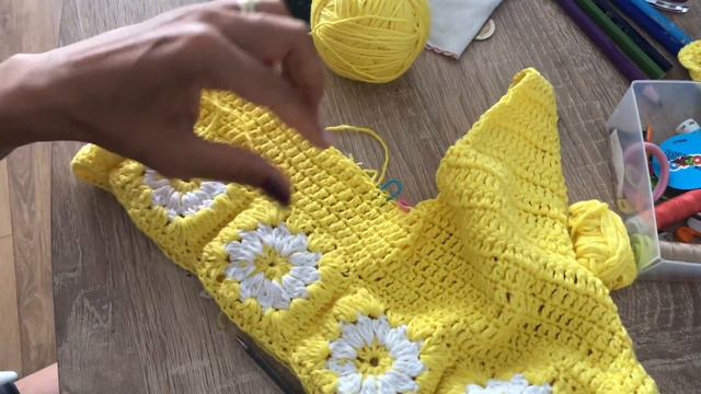 Топ ромашка из мотивов крючком #топкрючком #мотивкрючком