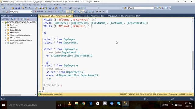 Cross Apply And Outer Apply In Sql Server