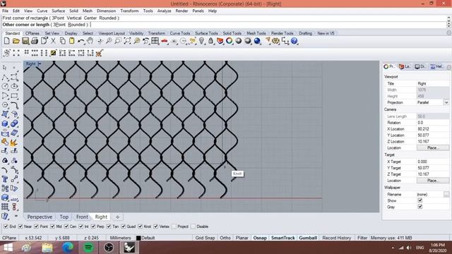 Fence/Wire Mesh design in Rhino Tutorial смотреть онлайн