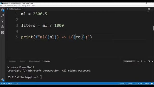 mililiters to liters in python ? смотреть онлайн