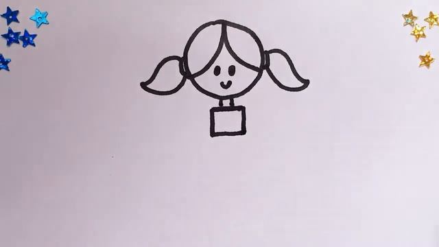 How to draw a GIRL - Easy tutorial for Kids Toddlers Preschoolers смотреть онлайн