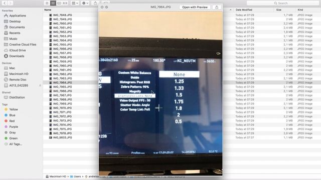 Kinefinity Mavo Menu