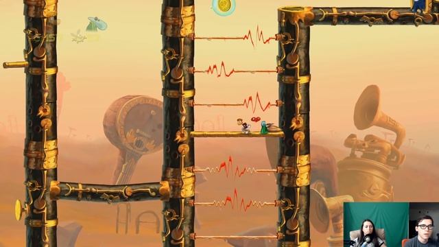 Совместное прохождение Rayman Origins 7 - Grumbling Grottos (Громовые гроты) смотреть онлайн