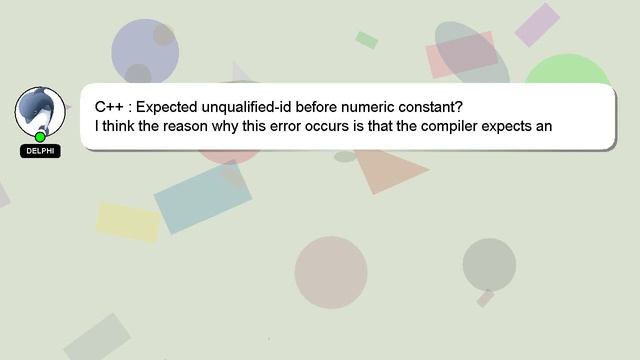 C++ : Expected unqualified-id before numeric constant? смотреть онлайн