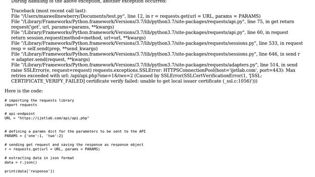 [SSL: CERTIFICATE_VERIFY_FAILED] certificate verify failed: unable to get local issuer... смотреть онлайн