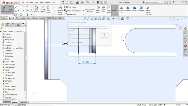 SolidWorks Sheet metal Exercise 129-Sketched Bend and Jog смотреть онлайн