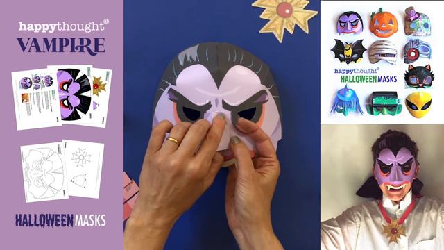 Make a 3D paper Vampire mask. Instantly download DIY printable Vampire mask template • Happythought смотреть онлайн