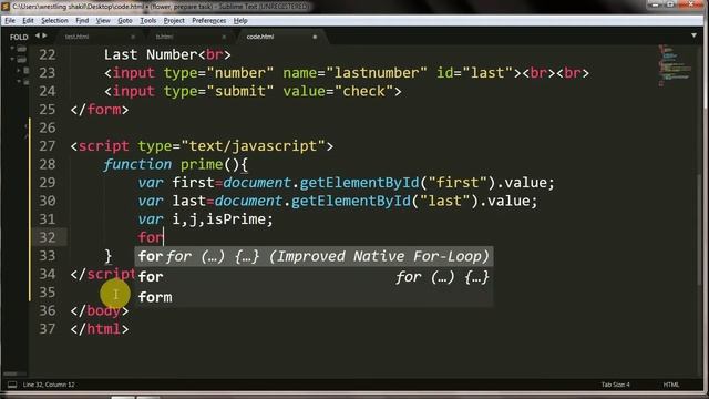 Print all prime number between n to n using HTML and JavaScript project смотреть онлайн