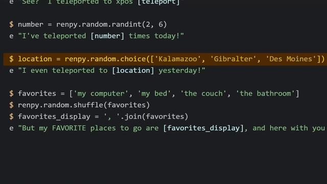 Ren'py Random Numbers & Values