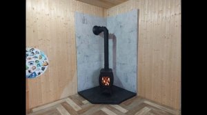 Очередная установка песи Бахта с дымоходом Феррум, в недостроенный дом