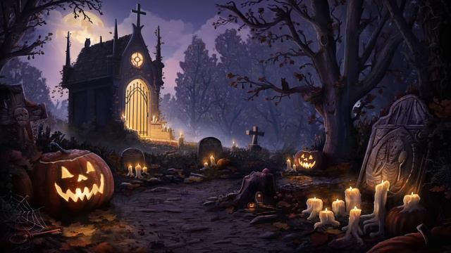 Haunted Graveyard Halloween Ambience with Spooky and Relaxing Sounds смотреть онлайн