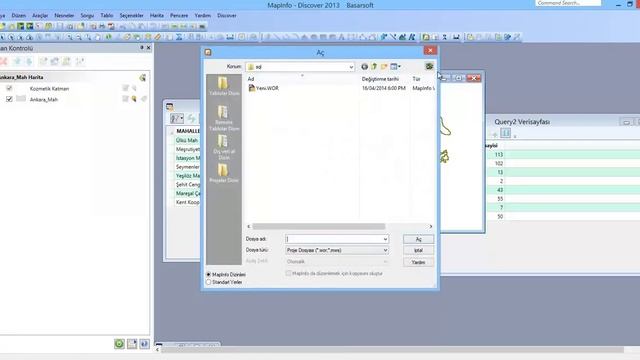 MapInfo Pro'da (32-bit) Sorgulama İşlemleri SQL