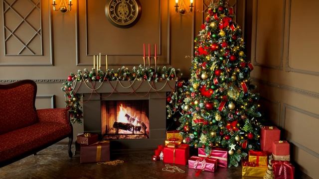 Traditional Christmas Music With Fireplace Sound And Beautiful Background | Merry Christmas смотреть онлайн