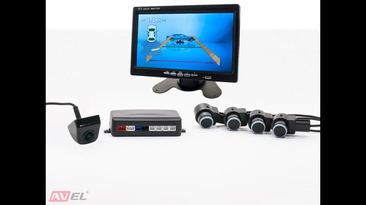 Видеопарктроник с четырьмя ультразвуковыми датчиками и камерой заднего вида PS-04V смотреть онлайн