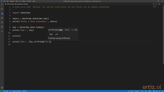 Python - Ejercicio 658: Obtener las Partes Esenciales de una Fecha con el Módulo datetime смотреть онлайн