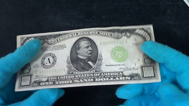 Тысяча долларов США одной купюрой. Крупный номинал американской банкноты 1000 долларов 1934 года смотреть онлайн