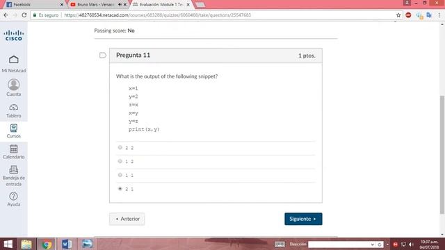 Evaluación: Module 1 test *Programación Python* Resuelto Cisco. смотреть онлайн