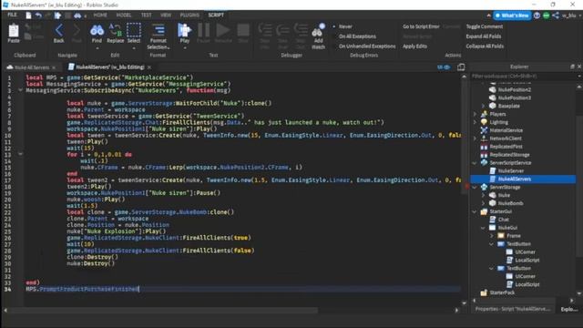 How To Create A NUKE ALL SERVERS - Roblox Studio смотреть онлайн