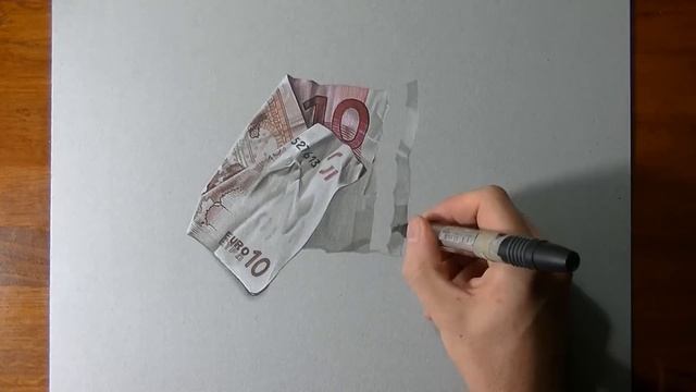 How to draw a folded ten euro note смотреть онлайн