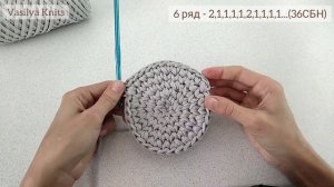 Интерьерная корзинка крючком из одного мотка. Полиэфирный шнур.