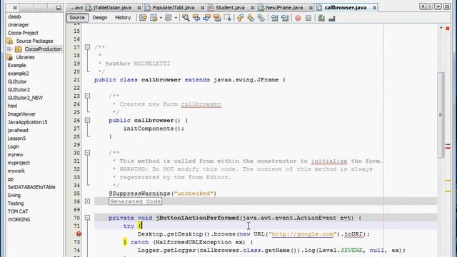 How to open a web address from java, jButton смотреть онлайн