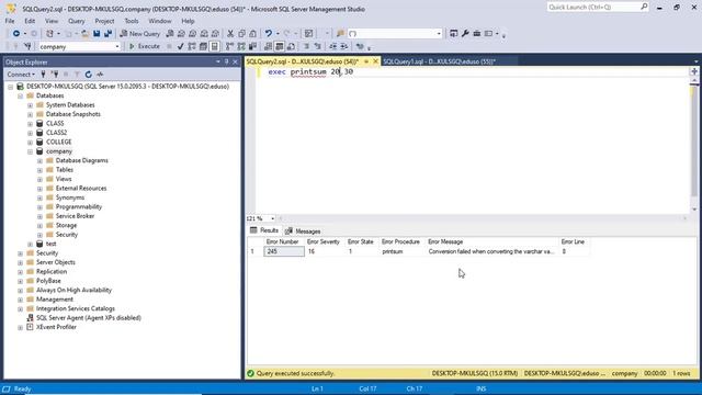 SQL Server Online Class 25 - Exception Handling in SQL Server смотреть онлайн