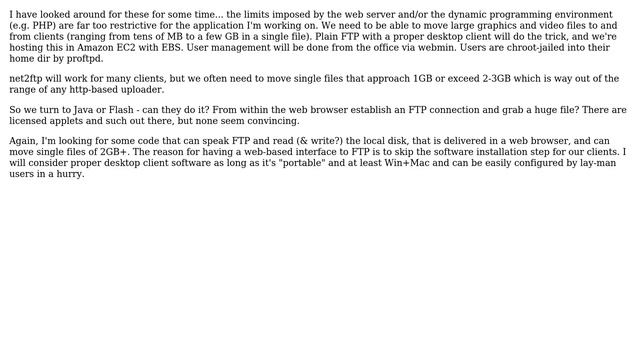 Seeking web-based FTP client for very large file upload смотреть онлайн