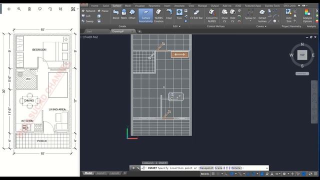 3D 15x30 House Floor Plan With AutoCAD Speed Modeling смотреть онлайн