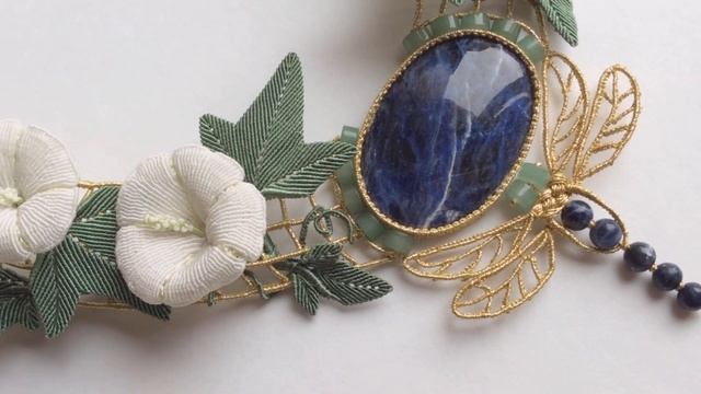 Dragonfly and Bindweed Art Nouveau Necklace Вьюнок и стрекоза смотреть онлайн