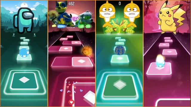 Among Us _ Paw Patrol _ Baby Shark _ Pikachu  Tiles Hop EDM Rush!
